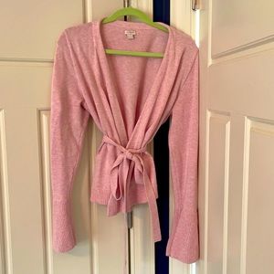 Pink J. Crew Wrap Sweater with Tie